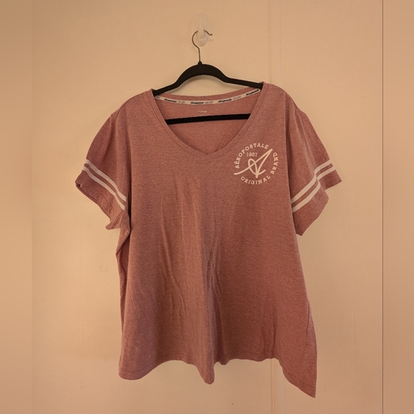 Aeropostale Pink V-Neck T-Shirt - Picture 2 of 6